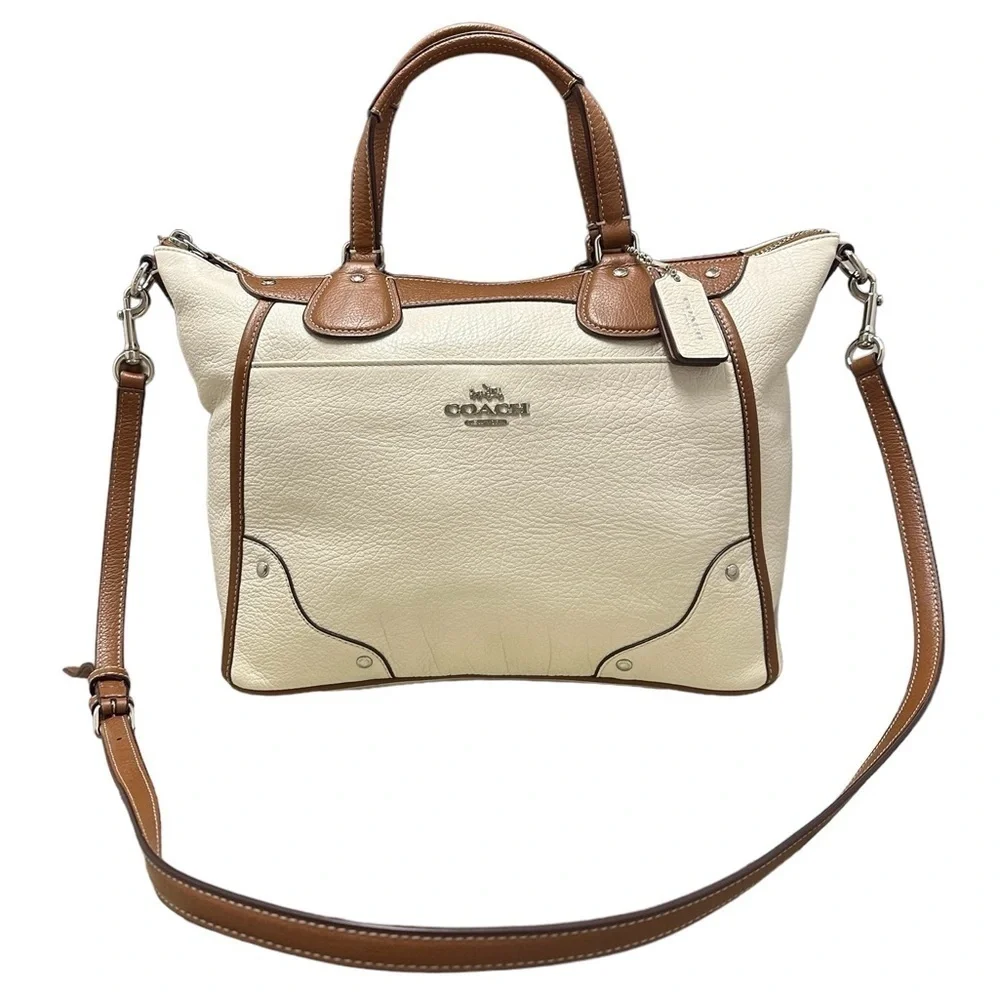 Coach Mickie Satchel in Spectator Leather #F37679 New in Silver/Chalk/Saddle